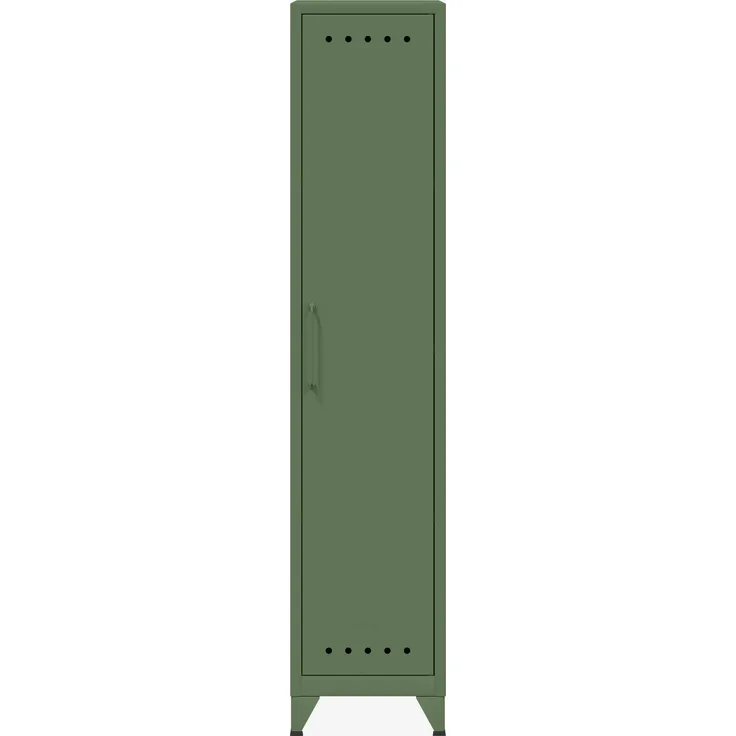 Bisley Fern Locker Garderobenschrank mit Kleiderstange und Hutfachboden, aus hochwertigem, nachhaltigem Stahl hergestellt, 16 mm große Design Lüftungslöcher auf allen Türen, moderner und industrieller Flair, mit integrierten Füßen, H 1800 x B 380 x T 5...