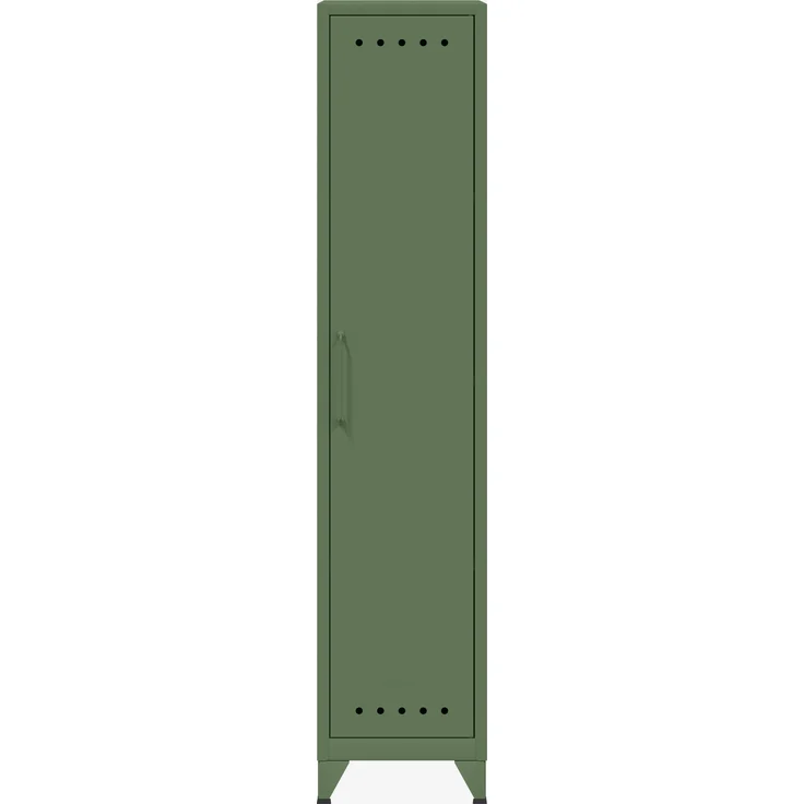 Bisley Fern Locker Garderobenschrank mit Kleiderstange und Hutfachboden, aus hochwertigem, nachhaltigem Stahl hergestellt, 16 mm große Design Lüftungslöcher auf allen Türen, moderner und industrieller Flair, mit integrierten Füßen, H 1800 x B 380 x T 5... – Bild 1