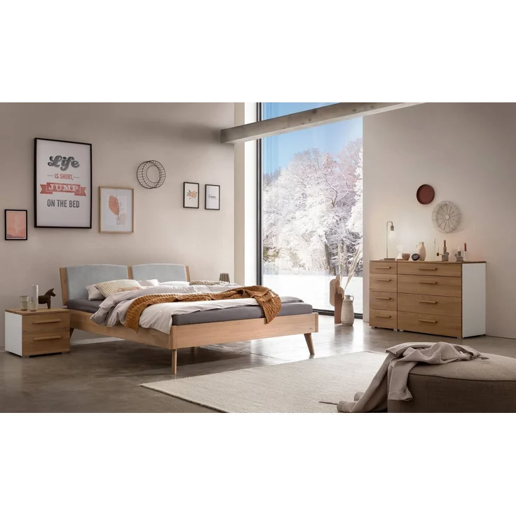 Hasena Bett Fabro Lounge Eiche bright mit Polster-Kopfteil 180x220 cm, Fußhöhe 20 cm – Lounge – Bild 2