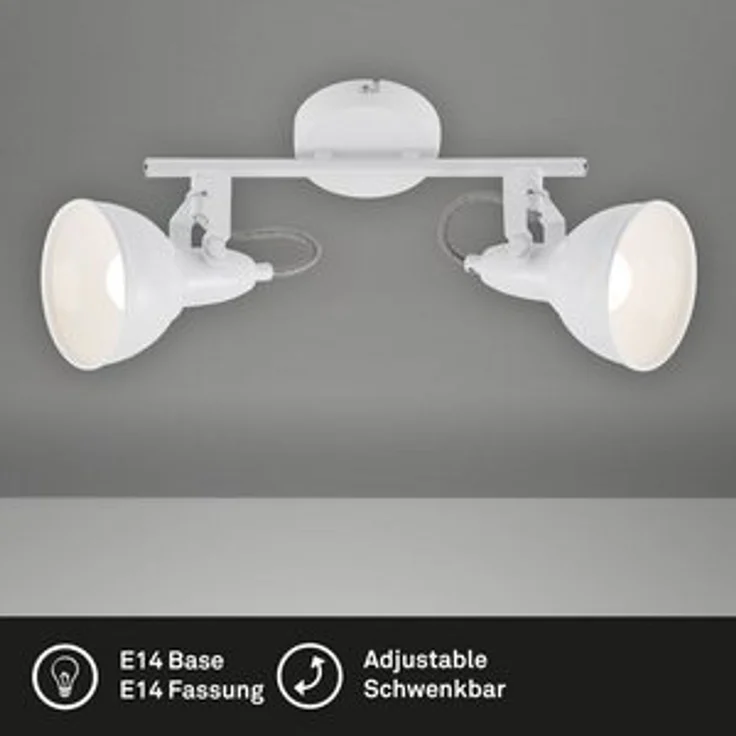 BRILONER - Deckenlampe Vintage schwenkbar, E14 Fassung, max. 40 Watt, Deckenleuchte, Lampe, Wohnzimmerlampe, Schlafzimmerlampe, Küchenlampe, Deckenstrahler, Deckenbeleuchtung, 30,4 x 10 x 18,1 cm, Weiß – Bild 6