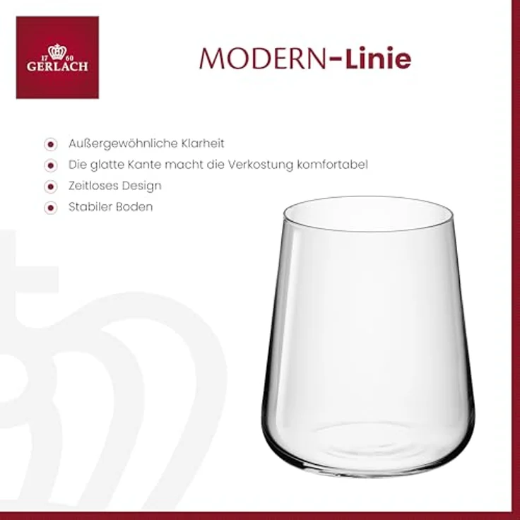 Gerlach 1760 Gläser Set 6 Stück 430 ml Trinkgläser Wassergläser Cocktailgläser Saftgläser Glas Dessert Spülmaschinenfest Modern – Bild 2