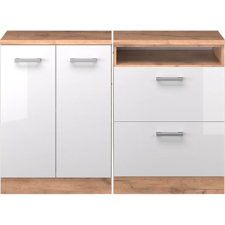 Küchenschrank für Dachschrägen R-Line Weiß Hochglanz 120 cm 2er Set Schrankkorpuss 60 cm Tiefe Vicco – Bild 3