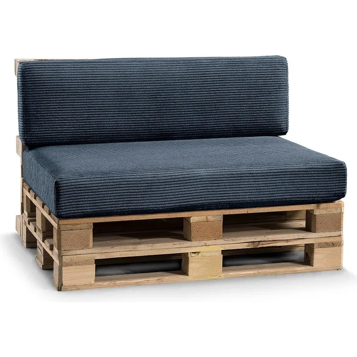 Gutekissen, Palettenkissen, Gartensofakissen, Sitzkissen, Rückenlehne gefüllt mit Poulirette-Schaum, viele Farben und Größen PFL (Set (Sitzkissen 120x80 +Rückenlehne 120x40), Dunkelblau)