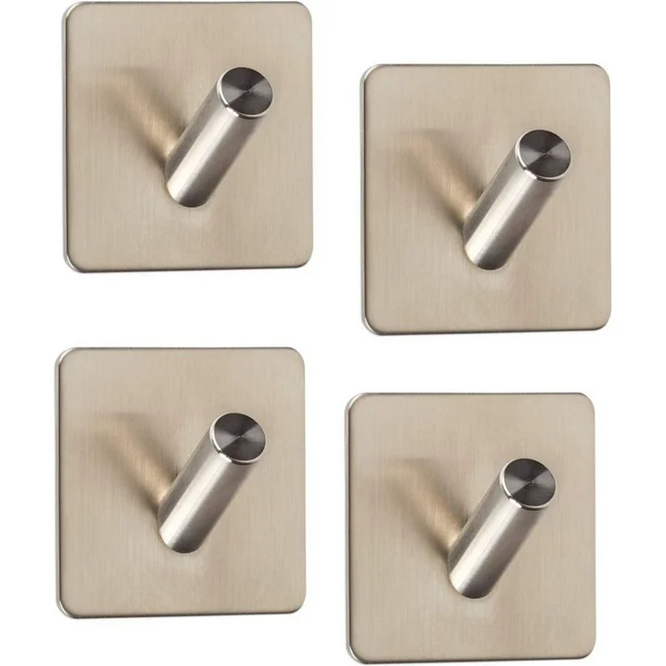 SO-TECH® Garderobenhaken Wandhaken ADRA selbstklebend 3M Edelstahl rostfrei, 45 x 45 x 29 mm, 4 Stück – Bild 1
