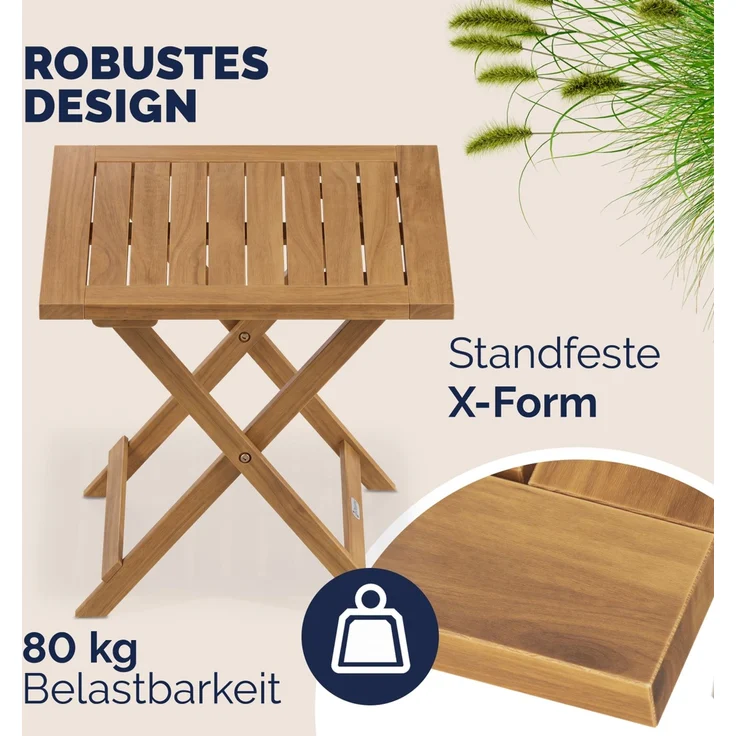 Casaria Beistelltisch, klappbar, Holz Akazie, 46 x 46 cm – Bild 9