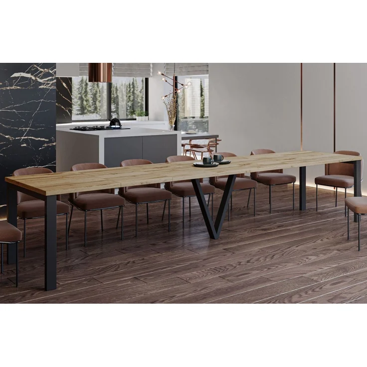 Endo-Moebel Esstisch Titan XXL 130-405 cm, Metallgestell, ausziehbar, 400cm Esstisch XXL 14 Personen riesiger Tisch 4m – Bild 4