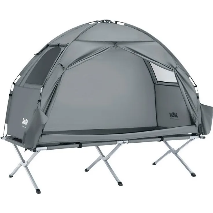 SoBuy Feldbett OGS32 Feldbett mit Zelt 1/2 Personen 7in1 Wurfzelt mit Luftpumpe,Campingzelt