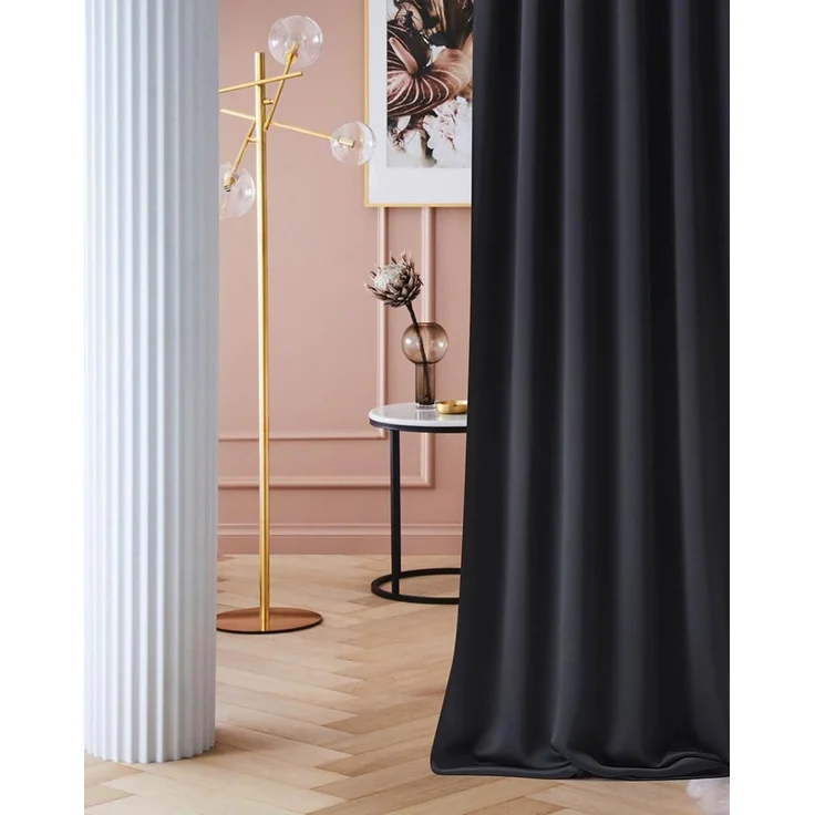 ROOM99 Vorhang mit Ösen Laurel 140x280 cm Breite x Höhe Verdunkelung Blickdicht Schiebegardinen Curtain Wohnzimmer Schlafzimmer Schwarz, 1 Stück
