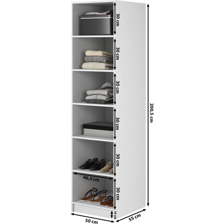 Selsey 'Moonir' Kleiderschrank 1-türig mit Regalen, weiß 200 x 50 x 57 cm – Bild 5
