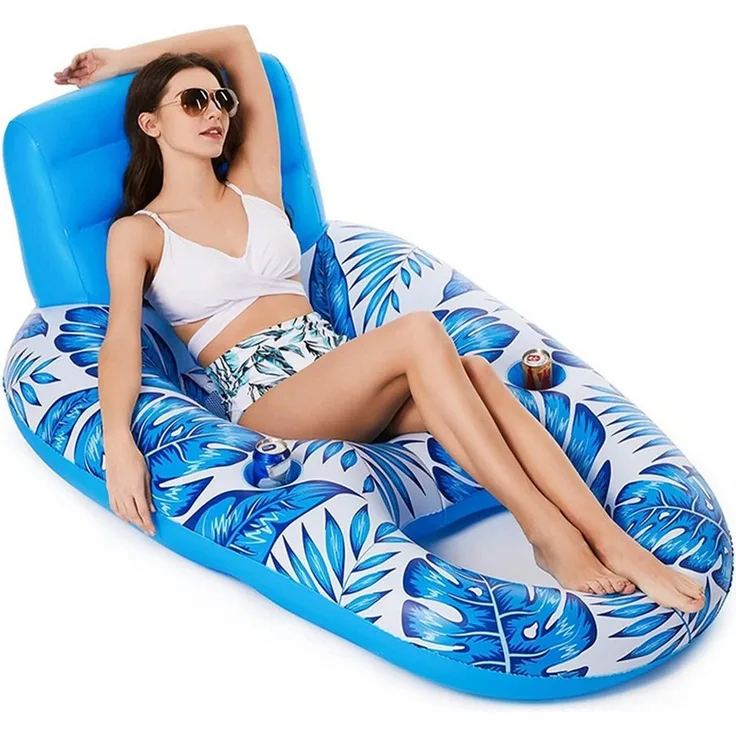 SIKAINI Luftmatratze Aufblasbarer Pool-Lounge, (Praktischer Getränkehalter erfekt für Pool & See), Integrierte Rückenlehne Schnell aufblasbar & tragbar