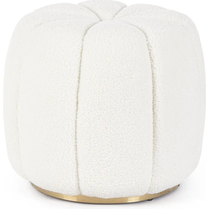 Pouf Karolina aus Boucle-Stoff, Weiß, 44 x 44 x 39 cm