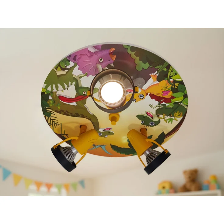 Kinderzimmer Deckenstrahler 3-flammig mit Dino Motiv, Ø 35cm – Bild 1