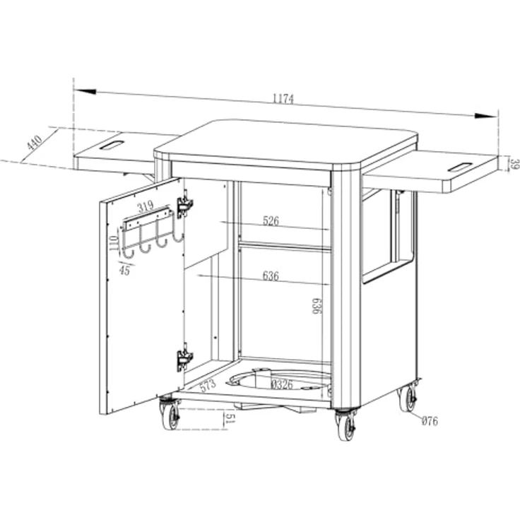 Cozze® Premium Outdoor Schrank Garten mit 2 klappbaren Seitentischen – Hochwertiges Sideboard Outdoor – Praktischer Gartenschrank für den Außenbereich (Gartenmöbel Schrank für Gasflasche & Zubehör) – Bild 8