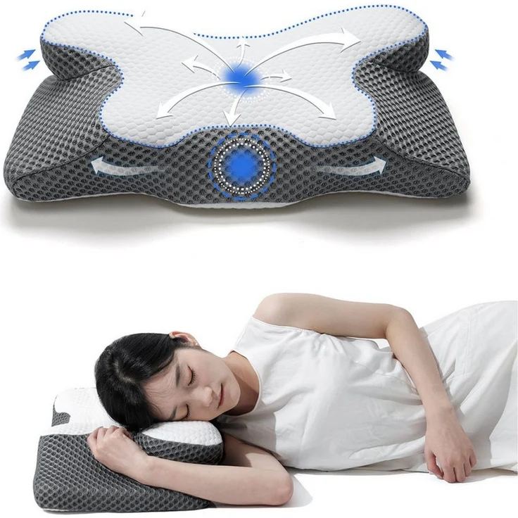OSTWOLKE Nackenstützkissen Orthopädisches Memory Foam Kissen KopfKissen Seitenschläferkissen, Ergonomisches Schlafkissen für Seitenschläfer, Rücken- & Bauchschläfer – Bild 3