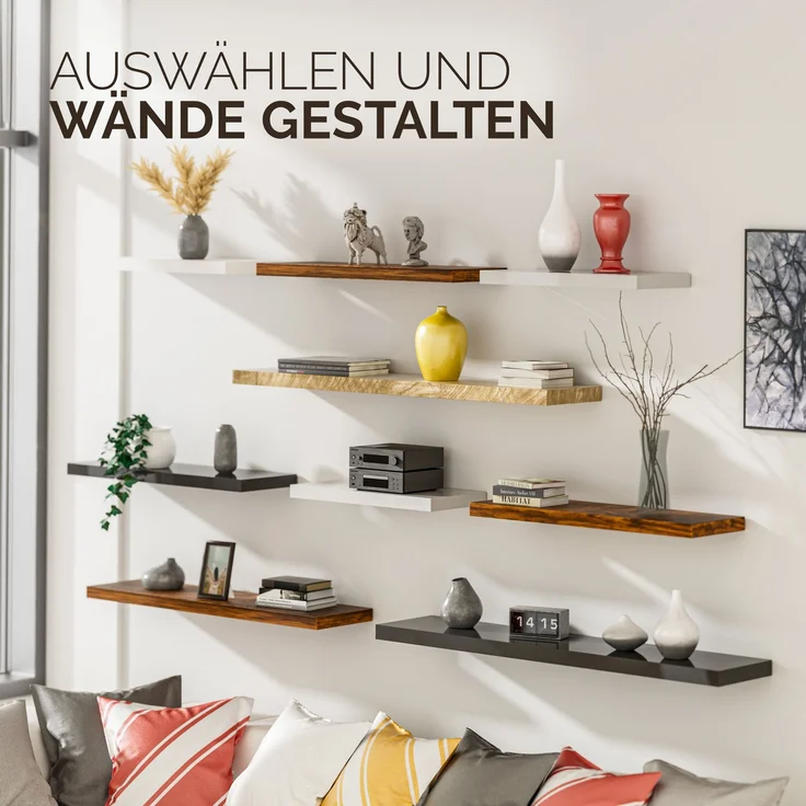 CASARIA® 3x Wandregal 110cm Holz Eiche Regal – Bild 9