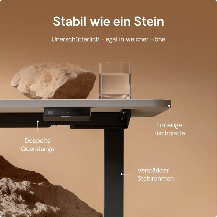 Desktronic HomeOne Elektrisch höhenverstellbarer Schreibtisch 160x80cm Schwarz/Weiß mit Memory-Funktion, Anti-Kollisions Technologie, USB-A und USB-C-Ladeanschlüssen – Bild 4
