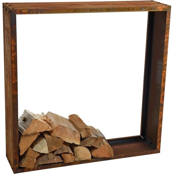 Kaminholzregal Brennholzregal Edelrost 100x100x25 cm Holzregal Rost Cortenstahl – Bild 5