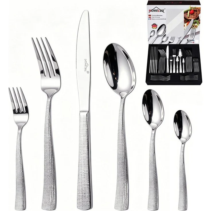 HOMELUX Besteck-Set 72-tlg. Besteck Set Für 12 Personen,Edelstahl, glänzend Silber, 12 Personen, Spiegelpoliert,spülmaschinengeeignet,hochwertiger Besteckkasten – Bild 1