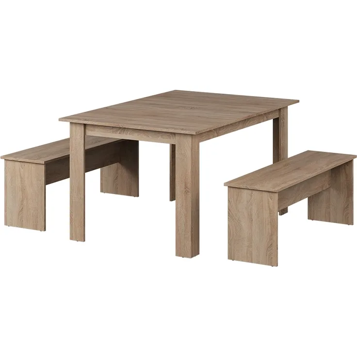 Esstisch Set Sentio Sonoma 137.6 x 92.8 cm mit 2 Bänken Vicco