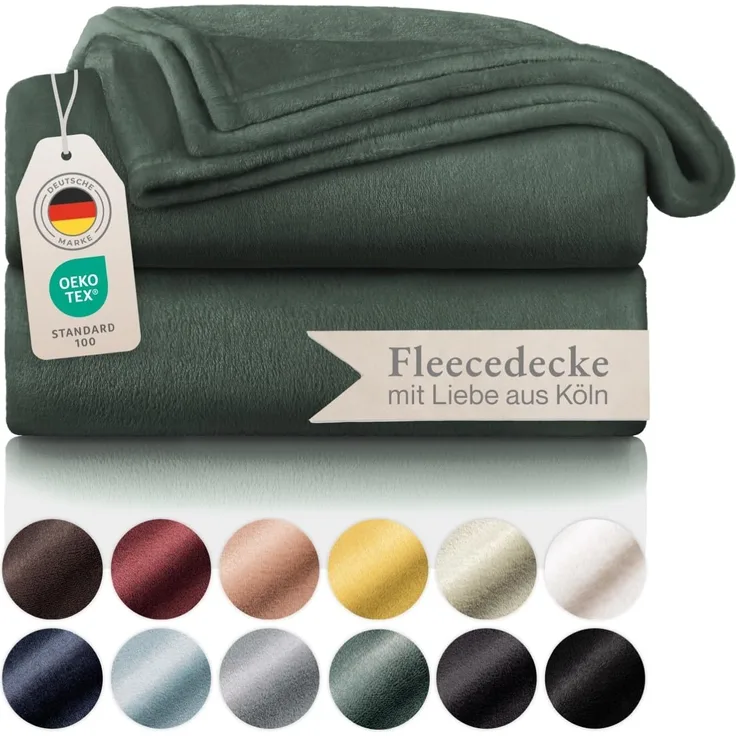 Blumtal Fleecedecke 220x240 cm - Oeko-Tex zertifizierte Kuscheldecke - Wohndecke 220x240 cm - Kuscheldecke flauschig XXL - Kuscheldecke Grün 220x240 cm - Wohnzimmer Decke in Green Smoke - Green