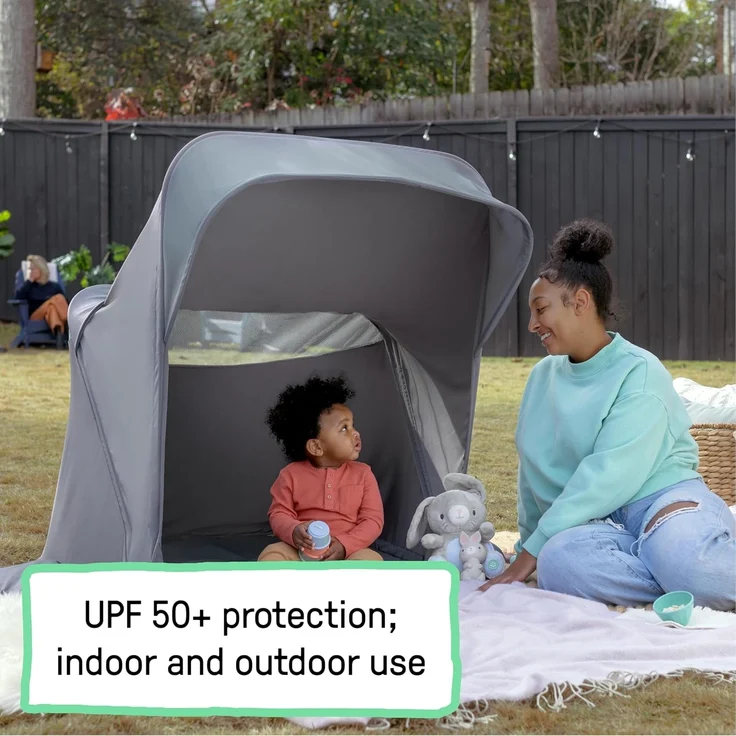 Ingenuity Dream Retreat 3-in-1 Tragbarer Stubenwagen und Spielplatz, einfache 3-stufige Faltung, inklusive Lichtblockierschirm für drinnen und draußen, UPF 50+, Matratze und Bettlaken, 0-36 Monate – Bild 5