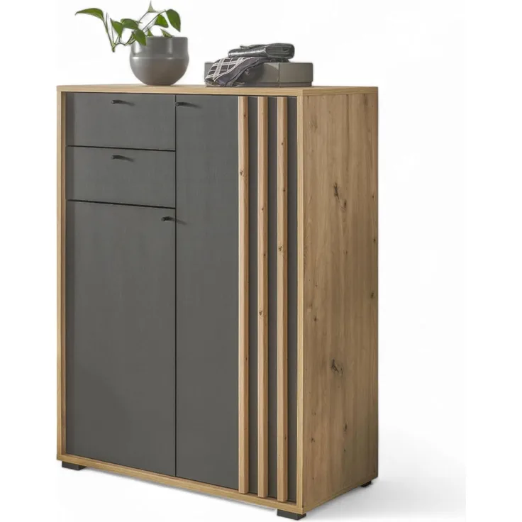 HBZ Schuhschrank Volano in schwarz, BxHxT 80x106x38 cm (1-St) Mit 2 Türen, 2 Schubkästen, 5 Einlegeböden