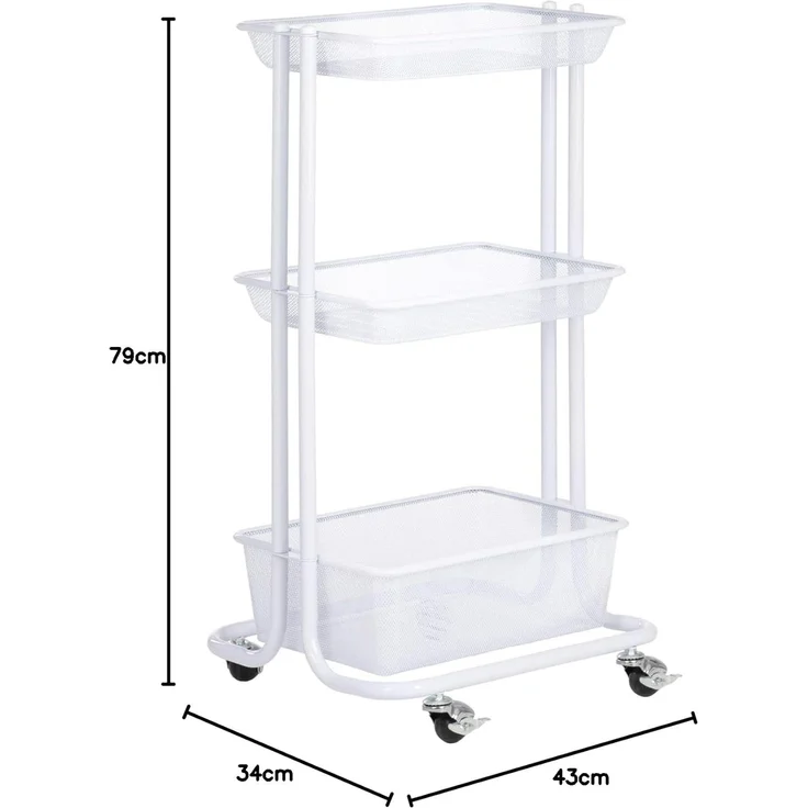 IDIMEX Servierwagen VALIENTE, Rollwagen mit 3 Körben für Küche & Badezimmer schmal Metall weiß – Bild 10