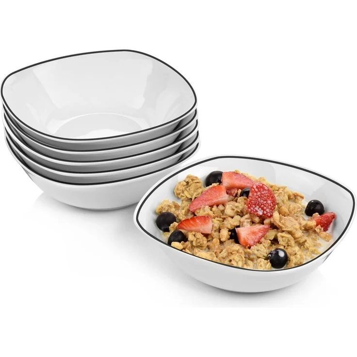 SÄNGER Müslischale Set Bilgola Black Rim, Porzellan, (Set, 6-tlg), Ø15x4,5cm, 300ml, spülmaschinengeeignet, Premium Collection – Bild 1