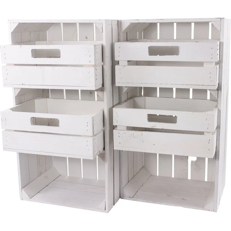 Kistenkolli Altes Land Allzweckkiste Regalkiste "Willi" in weiß mit zwei Schubladen 68x40x31 (Spar-Set) – Bild 3