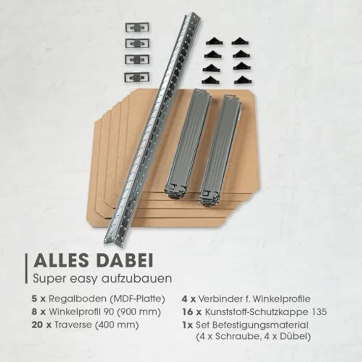 EASYmaxx Schwerlastregal 2er-Set 40 x 40 x 180 cm | 875 kg Traglast, 175 kg pro Ebene | Regal und Werkbank | Kellerregal, Lagerregal mit 5 verstellbaren Ablagen | Für Keller, Garage, Hobbyraum, Werkstatt – Bild 7
