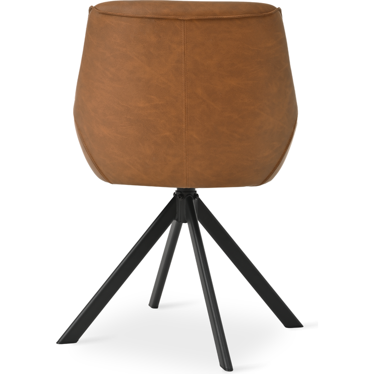 GOEURVANT 1178 Esszimmerstühle 4er-Set mit Armlehnen, 360° Drehbar, Kunstleder - Braun – Bild 7