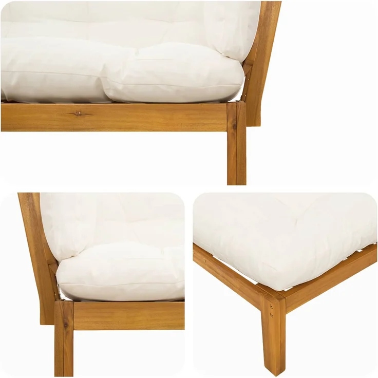 vidaXL Gartenecksofa Natürlich und Cremweiß Akazienholz 42026770 – Bild 8