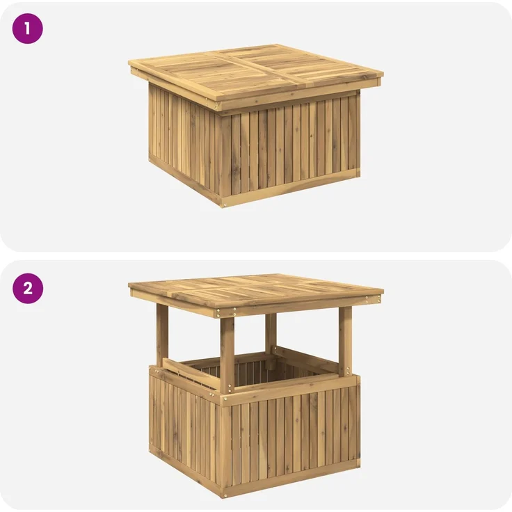 vidaXL Gartenkaffee Tisch aus massivem Akazienholz höhenverstellbar 901706 – Bild 8