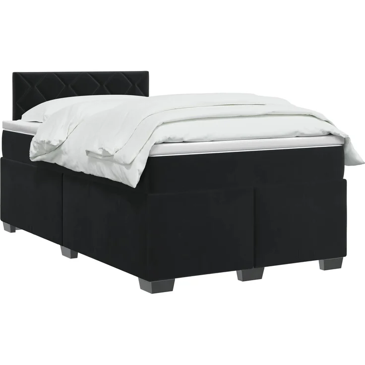 vidaXL Boxspringbett mit Matratze Schwarz 120 x 190 cm Samt 3450682 – Bild 3