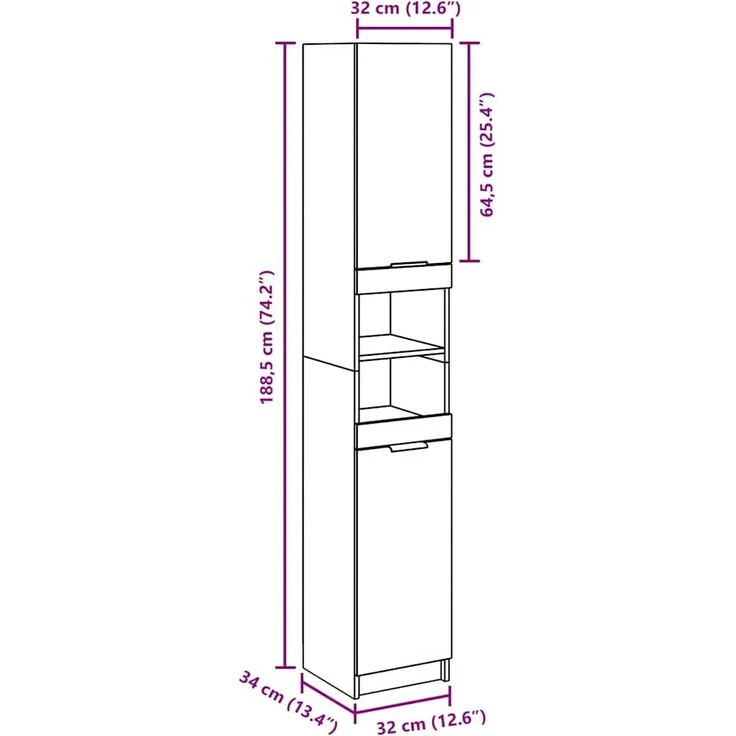 vidaXL Badschrank Altholz-Optik 32x34x188,5 cm Holzwerkstoff 856943 – Bild 9
