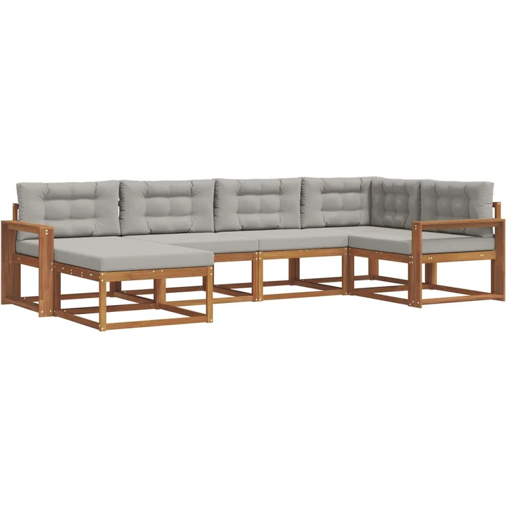 vidaXL Outdoor-Sofagarnitur 6 stk. 6-Sitzer Natur und Hellgrau 3367829 – Bild 2