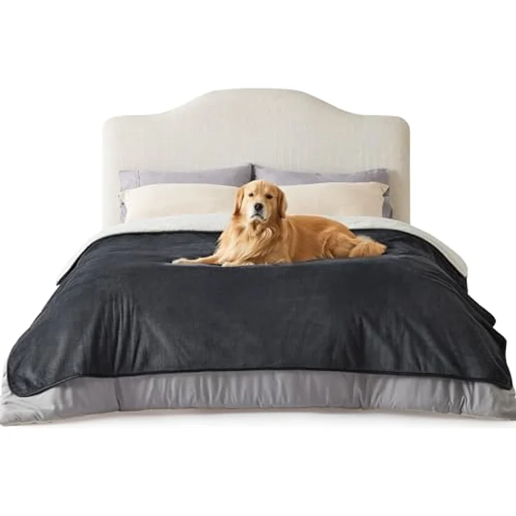 Lesure wasserdichte Hundedecke Grosse Hunde - 229x218 cm waschbar Hundedecke Outdoor, XXL Fleece Sofaschutz Decke groß, Katzendecke flauschig für Couch, Dunkelgrau – Bild 2