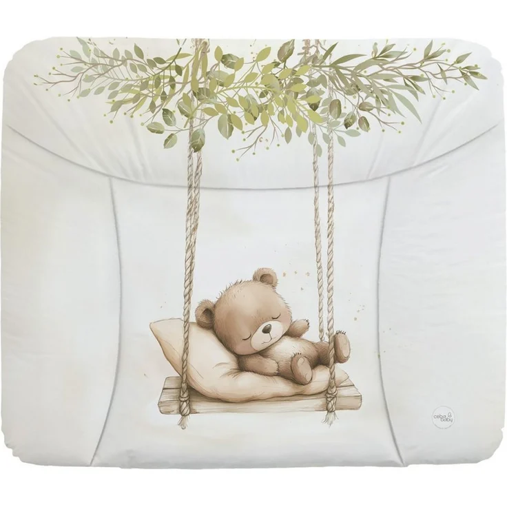 Ceba Baby® weiche Wickelauflage 75x72 cm - Baby Wickelunterlage- Wickeltischauflage für Junge und Mädchen - Wasserdicht, abwaschbar - OEKO-TEX® Standard 100 - Made in EU -Teddybär auf der Schaukel – Bild 1