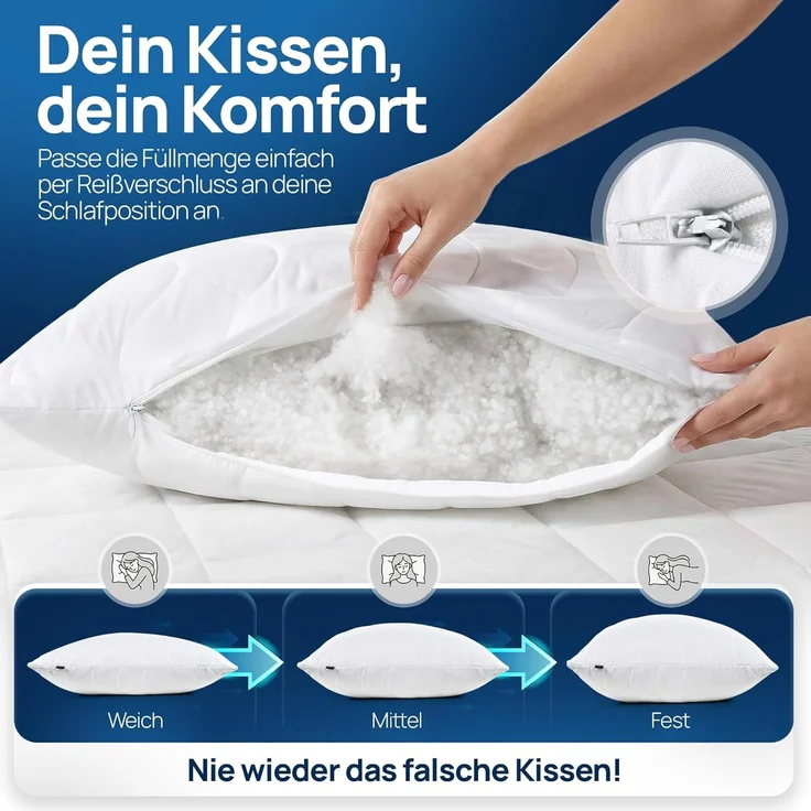 LILENO HOME Allergiker Kopfkissen 80x80 (6er Set) – 95°C waschbar, Oeko-Tex & Made in DE – Kissen 80x80 anpassbar für himmlischen Schlaf – Haut schmeichelndes & geruchsfreies Pillow – Bild 3