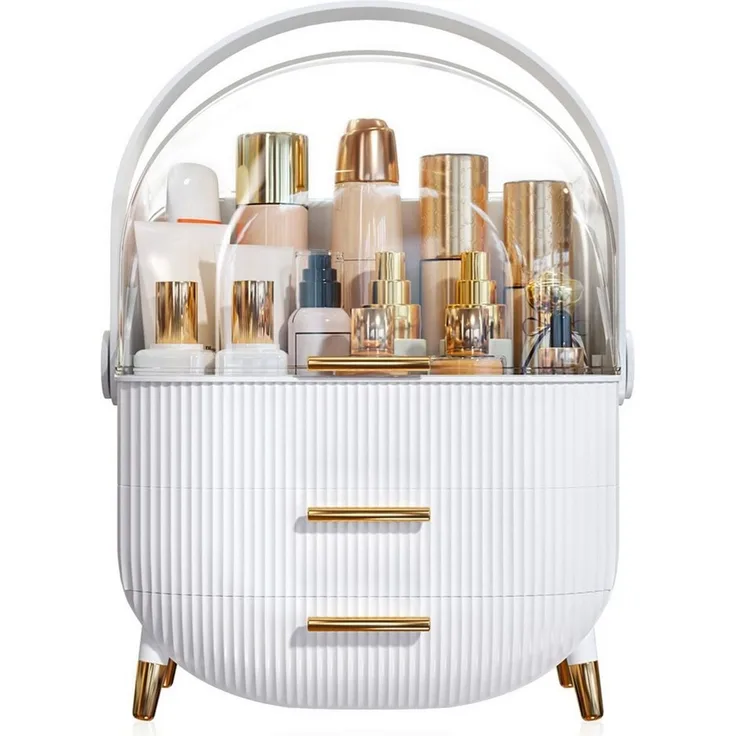 POPOLIC Make-Up Organizer Kosmetikbox mit sichtbarer Oberlicht-Schichtschublade
