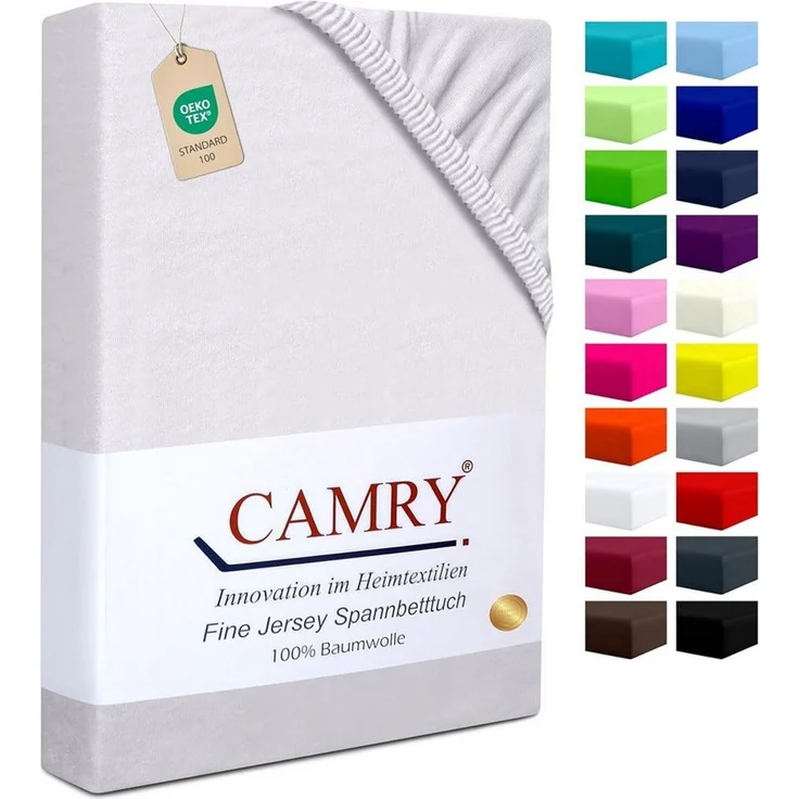 Camry Spannbettlaken CLASSIC Jersey 100% Baumwolle Spannbetttuch atmungsaktiv Gummizug, Jersey Baumwolle, Gummizug: rundum, 100% Baumwolle, alle Matratzenhöhen, atmungsaktiv, pflegeleicht – Bild 1