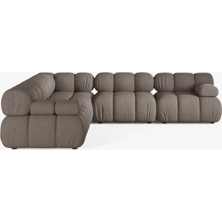 Micadoni Symmetrisches Ecksofa Bellis 5-Sitzer Strukturierter Stoff Liberty Cappuccino – Bild 2