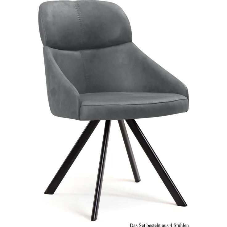 Esszimmerstuhl drehbar (4er-Set) Diann 52x82x63 Schwarz/Grau