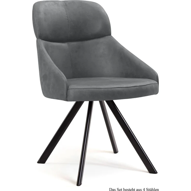 Esszimmerstuhl drehbar (4er-Set) Diann 52x82x63 Schwarz/Grau