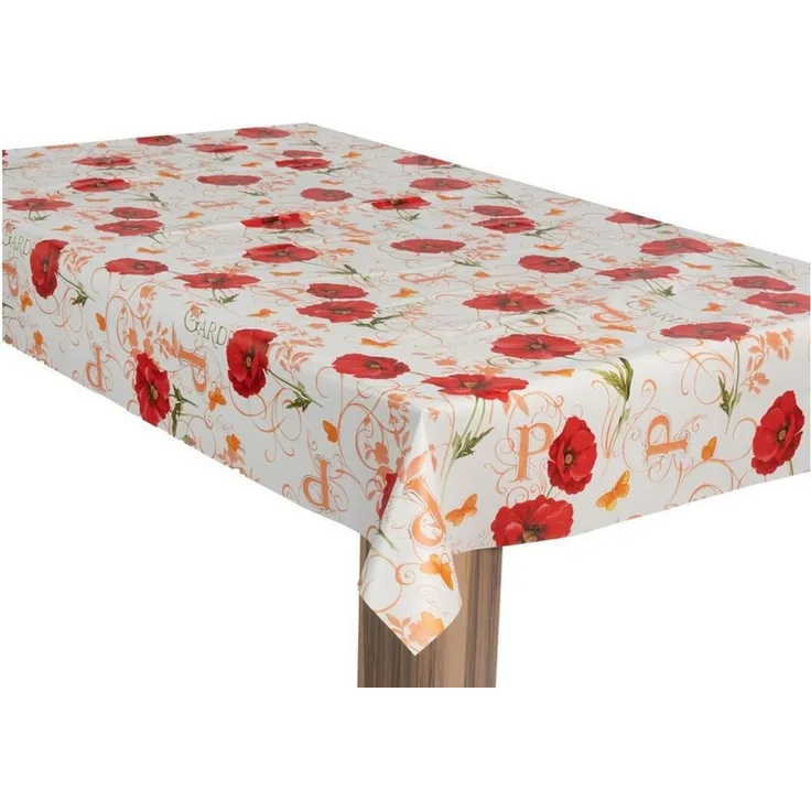 laro Tischdecke Wachstuch-Tischdecke Gartentischdecke Mohnblume Helvetica Rot