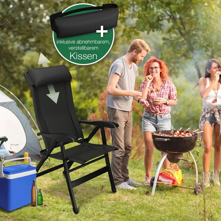 aktivshop Gartenstuhl mit Liegefunktion bis 110kg, Sonnenliege, Gartenliege, 59 × 117 × 80 cm – Bild 3