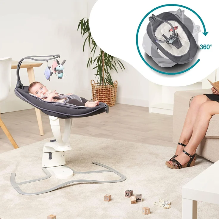 Babymoov Babyschaukel Swoon Motion Zink - inkl. 8 Melodien, 360° Sitzfläche, verstellbare Rückenlehne und Bewegungsmelder – Bild 4