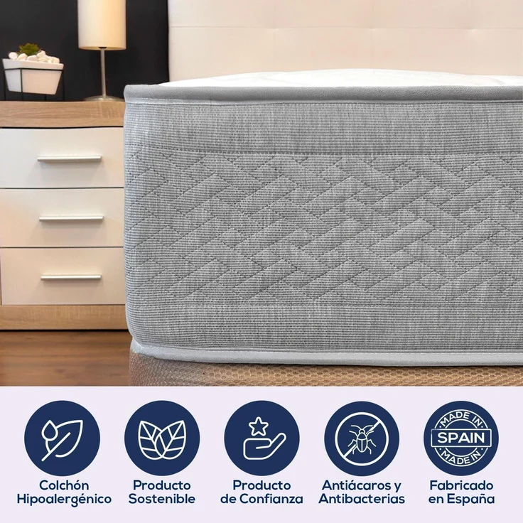 Duérmete Online Matratze 135x180 cm, Visco Spring mit Taschenfederkern und viskoelastisch, ergonomisch, Multizone, hoher Komfort, hygienisch und atmungsaktiv, Dicke 23 cm – Bild 5
