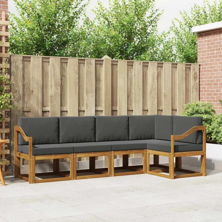 vidaXL Outdoor-Sofagarnitur 5 stk. 5-Sitzer Natur und Anthrazit 3366410 – Bild 1