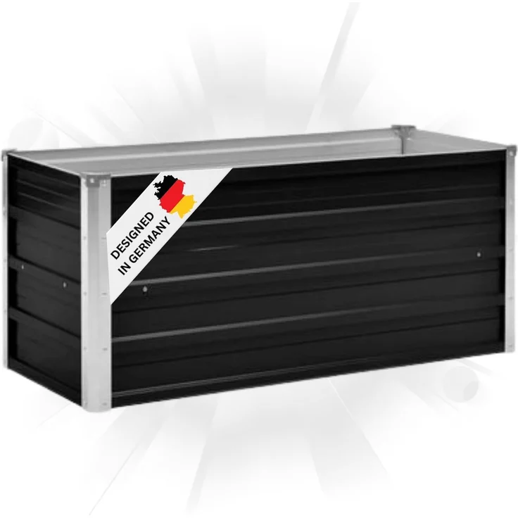 DELUKE® Hochbeet für Garten OSKAR Anthrazit 100x40x45cm Verzinkter Stahl Hochbeet Metall Gartenbeet Kräuterbeet Blumenbeet Beet hoch Frühbeet für Garten Gemüsebeet – Bild 1